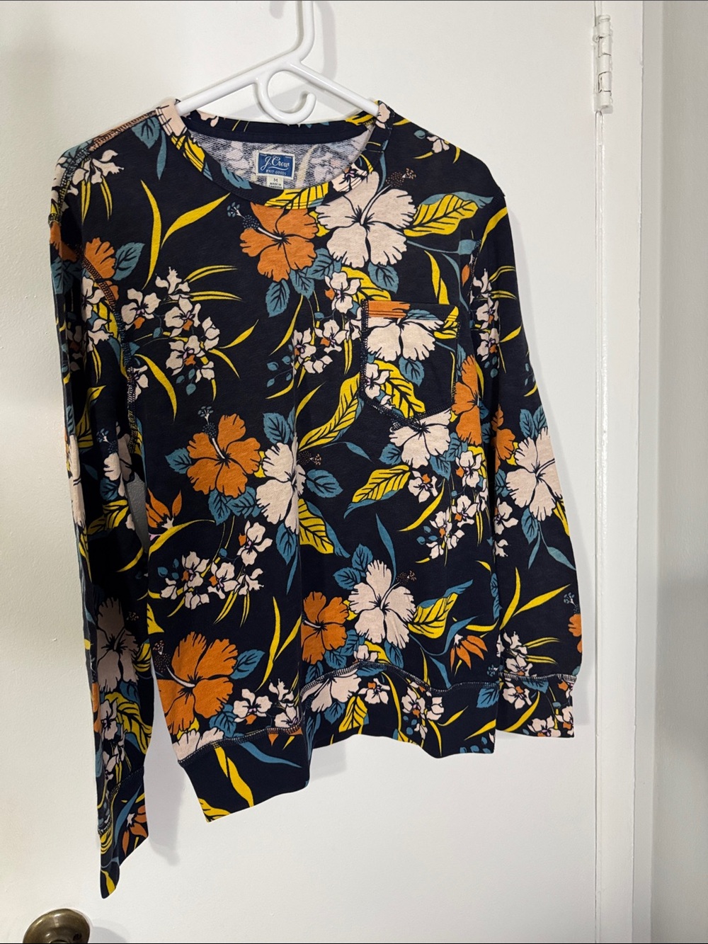 J. Crew Men’s Medium Navy Floral Crewneck Sweatshirt NWT